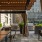 a patio with tables and chairs