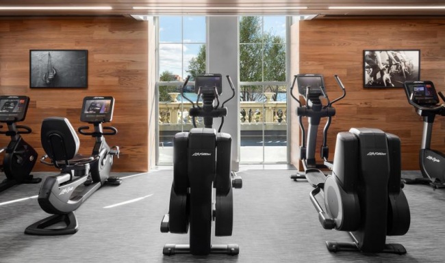 a gym with exercise equipment